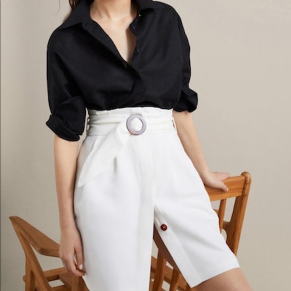 Darted white linen cotton skirt with belt. NWT - Picture 3 of 8